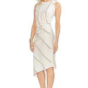 Ivory Sleeveless Striped Bodycon  Dress